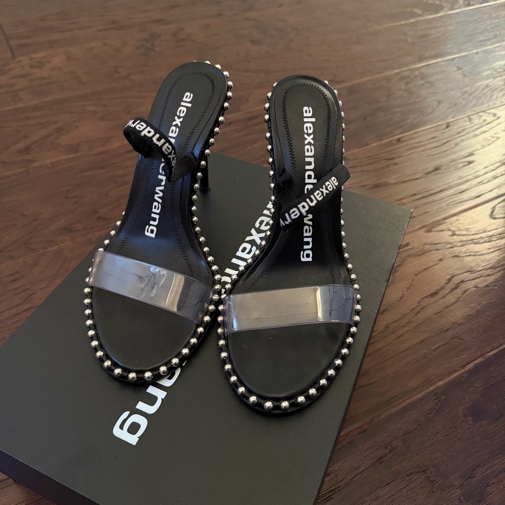 Alexander Wang Black and Silver Studded Heels